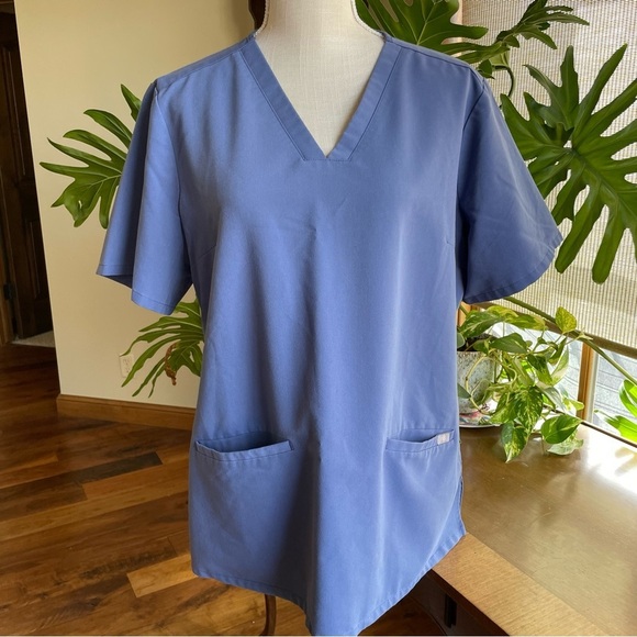 Figs Big Sky Blue Scrub Set Casma Three Pocket Top & Yola Skinny Pants Size XL - Picture 2 of 16